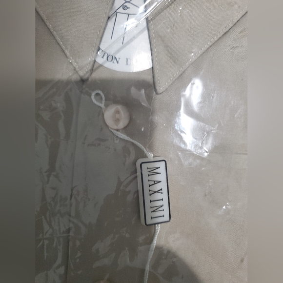 Vintage Maxini Collezione Tan Men's Button Down Shirt Size Large - Picture 2 of 5